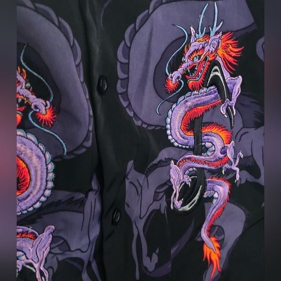 VTG Rare Nikki Sixx X Dragon Fly Mötley Crüe Embroidered Dragons Black Spellout - Picture 11 of 15